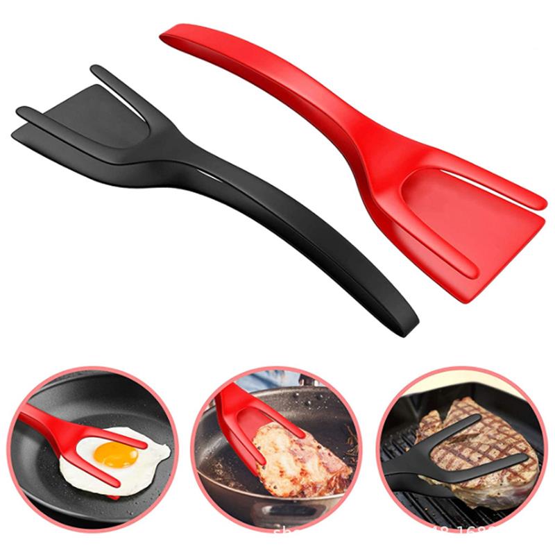 2 in 1 Multifunctional Non-Stick Food Clip Tongs Fried Egg Spatula